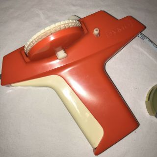 Vtg Orange Dymo Label Maker Embosser Box 2 Rolls Tape Cloth Iron On ' 72 2