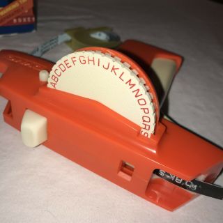Vtg Orange Dymo Label Maker Embosser Box 2 Rolls Tape Cloth Iron On ' 72 3