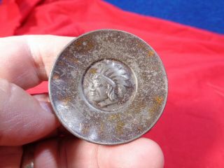 Vintage Miniature Tin Toy Embossed Plate With Native American Indian Chief.  Bx - A