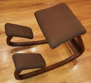 Vintage Scandinavian Balans Stokke Ergonomic Kneeling Chair Brown Upholstery