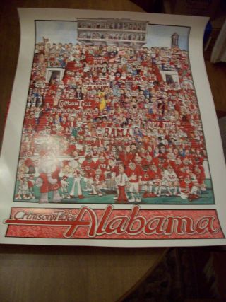 Alabama Crimson Tide Vintage Cartoon Football Stands Poster - Sec