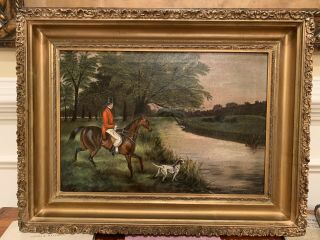 Antique Oil Painting Fox Hunting Signed J.  F.  Herring English 1795 - 1865 Canvas