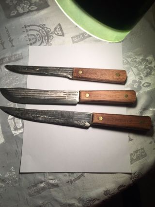 Vintage Set Of 3 Old Hickory Ontario Knife Co Knives