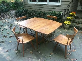 Reserved: Paul McCobb Planner Group Drop - Leaf Dining Set Table and 4 Chairs 2