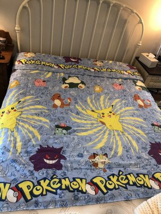 Vintage 1995 1996 1998 Nintendo Pokemon Comforter 84 " X77” Blanket Twin