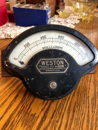 Vintage Weston Electrical Meter Model 271 Milliamp Meter.