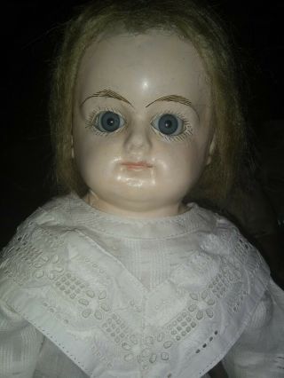 Antique 1800s German Paper Mache Head Doll Repaired.
