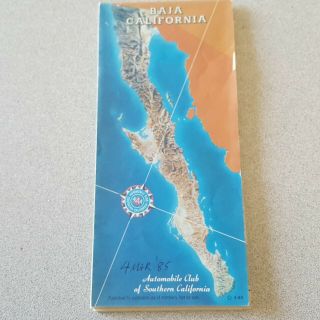 Baja California Mexico Folding Map 1984 Automobile Club Color Double - Sided