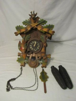 Vintage E.  Schmeckenbecher Cuckoo Clock West Germany Black Forest Parts,  Repair
