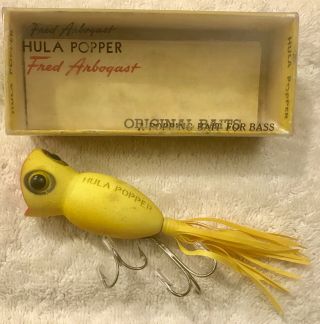 Fishing Lure Fred Arbogast Hula Popper Pre 1960 Saturn Green Tackle Box Bait