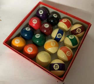 Vintage Aramith Belgium 2 - 1/4 " Pool Billiard Balls Complete Full Set W/ Box