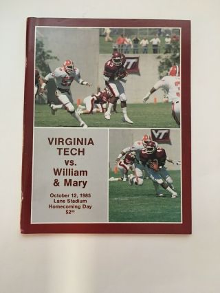 Virginia Tech Vs William & Mary Football Program Homecoming Oct 12th 1985