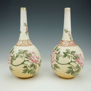 Antique Doulton Lambeth - Carrara - Enamelled Aesthetic Movement Vases 2