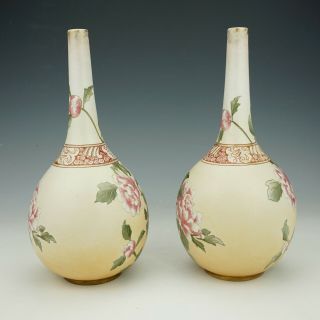 Antique Doulton Lambeth - Carrara - Enamelled Aesthetic Movement Vases 3