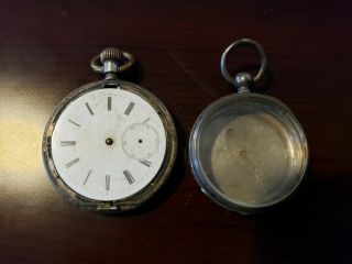 2 Vintage Longines Pocket Watch Cases & 1 Movement - Parts.  Longines