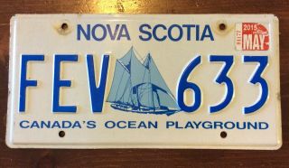 2015 Nova Scotia Bluenose License Plate Fev 633 Canadas Ocean Playground