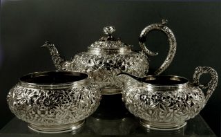 Kirk Sterling Silver Tea Set C1905 - Hand Decorated