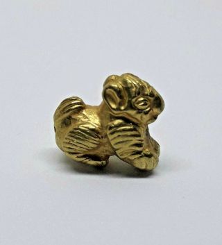 1.  18g Ancient Unique Amulet Lion Tibetan High Carat Gold Bead Zoomorphic Rare