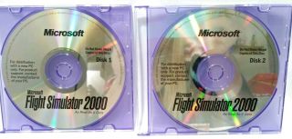 Vintage & Rare Full Set Microsoft Flight Simulator 2000 Pc Game 1999 Cases