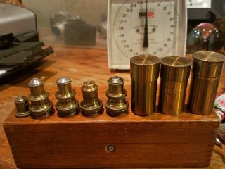 Antique Set Of 5 Bausch & Lomb Optical Co Brass Microscope Objectives