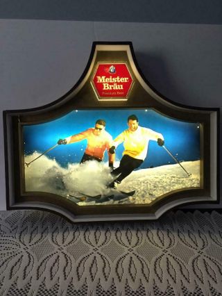 Vintage Meister Brau Lighted Skiing Sign