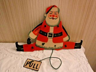 Vintage Spanglers Candy Die Cut Cardboard Santa - Pull Cord,  He Dances