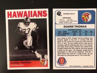 Wfl Football Cards Duane Thomas Hawaiians Dallas Cowboys Nfl World League