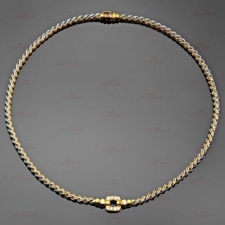 Cartier Vintage Diamond 18k Yellow Gold Stainless Steel Twisted Necklace
