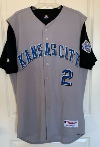 Kansas City Royals BRENT MAYNE 2 Majestic Team - Issued Gray Road Jersey Size 46 2
