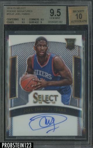 2014 - 15 Select Joel Embiid 76ers Rc Rookie Auto /275 Bgs 9.  5