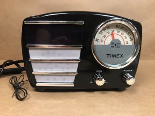 Retro Black Timex T247b Alarm Clock Am/fm Radio And