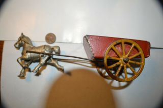 Vintage Cast Iron Horse And Cart
