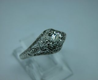 Antique Art Deco Platinum Diamond Filigree Engagement Ring 0.  73 Egl Certified