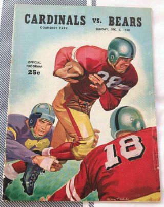 Chicago Bears Vs Chicago Cardinals Vintage 1950 Nfl Program (comiskey Park)