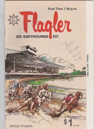 1993 Flagler Greyhound Program With Mo Kick