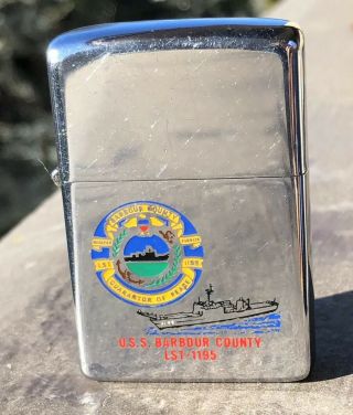 1976 Us Navy Zippo Uss Barbour County Lst - 1195 Usn Ship Lighter