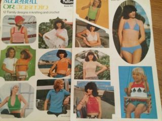 Patons Knitting & Crochet Retro Pattern Book Bikini Tops 1970s Vintage 12 Design