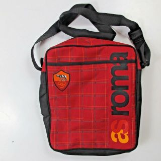 As Roma Italy Serie Soccer Fc Shoulder Book Bag Plaid Embriodered