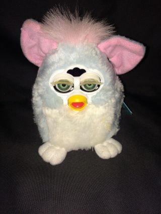 Furby Baby Blue Pink 1999 Tiger Electronics Vintage With Tag Cute But Comatose?