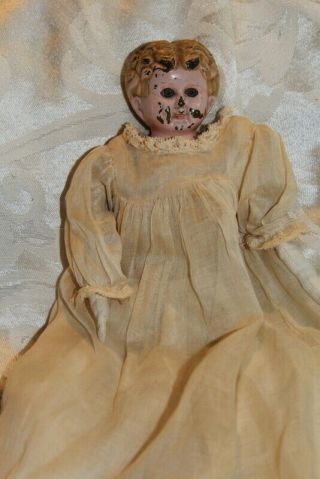 Antique Tin Head/ Leather Body Doll,  Germany Minerva Glass Eyes Late 1800 