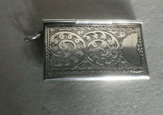 Solid Silver Antique Stamp Case Hand Engraved 1904