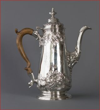 An Exceptional George Ii Silver Coffee Pot,  Samuel Courtauld London 1752