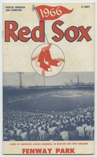 Boston Red Sox 1966 Scorecard - Red Sox Vs.  Yankees - Vgex
