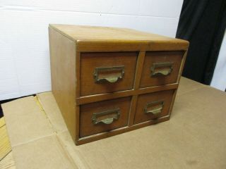 Vintage 4 Drawer Oak File Card / Parts Cabinet