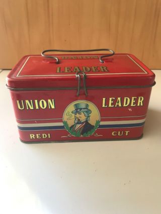 Vintage Union Leader Redi Cut Tobacco Tin/lunch Box •made In Italy
