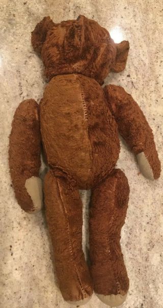 Antique Vintage Early Jointed Teddy Bear With Growler Straw Filled Head