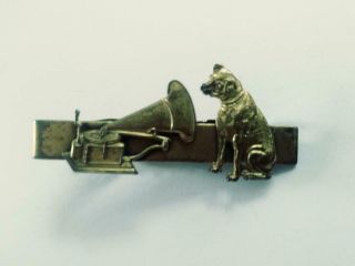 Vintage Rca Victor Nipper Dog Tie Clip Rare Gold Colored Hard To Find