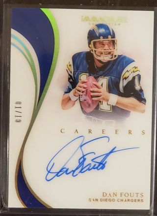 2019 Panini Immaculate Careers Dan Fouts Auto Gold /10 La Chargers Pop 1