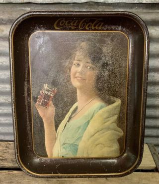 Antique Vtg 1920s Coca Cola Flapper Girl Coke Tray American Art Coshocton