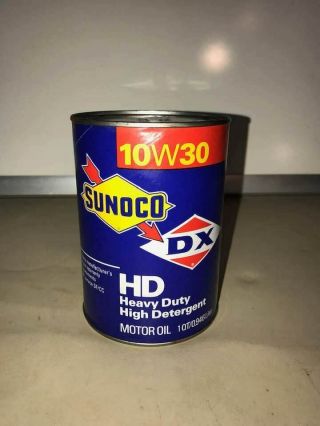 Vintage Sunoco Dx Oil Can Full Nos Quart Gas Rare Handy